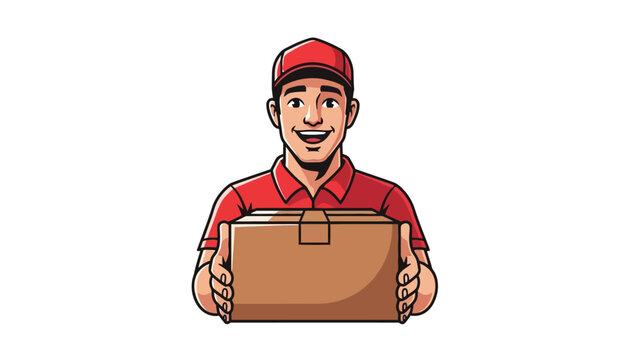 Delivery Man Holding Box.