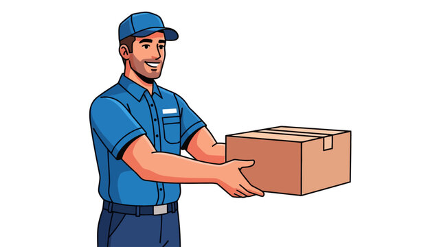Delivery Man Holding Box.