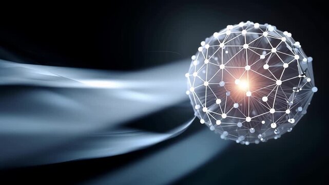 digital Earth visualization formed by glowing points and fine interconnected lines outlining continents, floating in deep black space with a surrounding network sphere