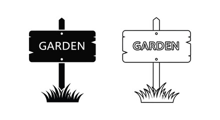 Two garden signs one dark and one light displayed as a striking silhouette © MdShifulIslam