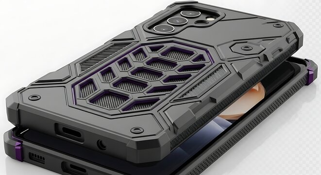 This retro storage technology collection features a metal computer hard drive and magnetic tape equipment like an old video cassette to record digital data or analog sound onto a plastic object