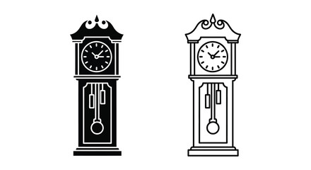Two antique grandfather clocks in black and white a striking silhouette © MdShifulIslam