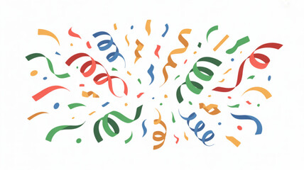 Obraz premium Colorful confetti and ribbons exploding in air celebration decoration elements festive party background