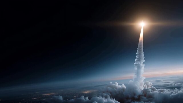 Surreal cosmic scene showing a massive planet looming above dramatic cloud formations, golden sunlight breaking through the atmosphere while glowing particles drift through the air 4K