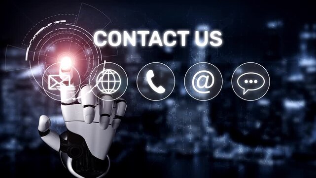 UI concept for contact us section showing icons for email, web, phone, and message. Contact and support icons help streamline business communication and improve customer contact experience. Muxer