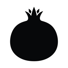 Black pomegranate silhouette on white background