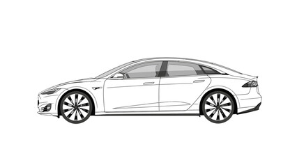 Fototapeta premium Simple Car Line Drawing.
