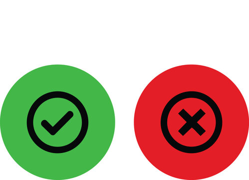 Green circle with checkmark and red circle with crossmark