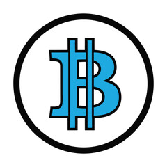 Obraz premium 3D blue bitcoin cryptocurrency logo icon in circular frame on dark background