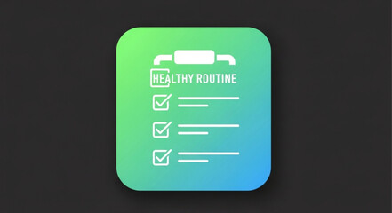 Healthy Routine Checklist Icon for Daily Wellness and Fitness Tracking.