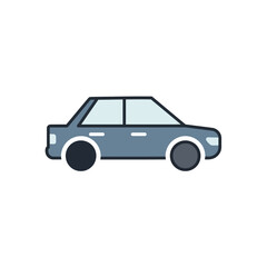 Fototapeta premium Blue sedan car side view.
