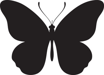A striking black silhouette of a butterfly with long curved antennae © MD
