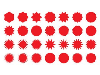 A collection of various  starburst shapes on a white background
