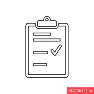 Checklist on a clipboard icon.