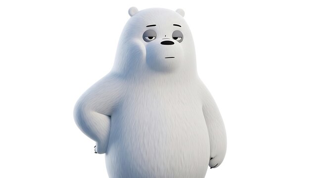 A cartoon polar bear with a worried expression on its face