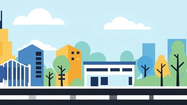 Cityscape Illustration - A Colorful and Modern Urban Landscape.