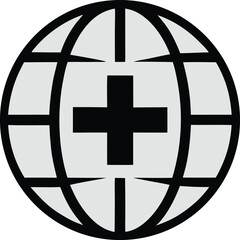 Global Health Medical Cross Icon Representing International Aid and Worldwide Healthcare Systems