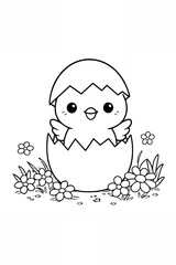 Obraz premium Cute Baby Chick Hatching from Egg Coloring Book Page