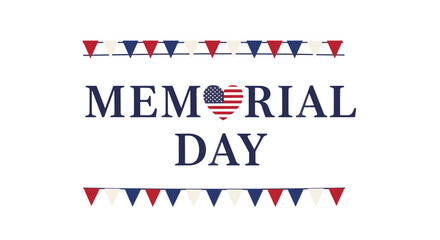 Obraz premium Memorial Day Celebration with American Flag Heart and Bunting Flags