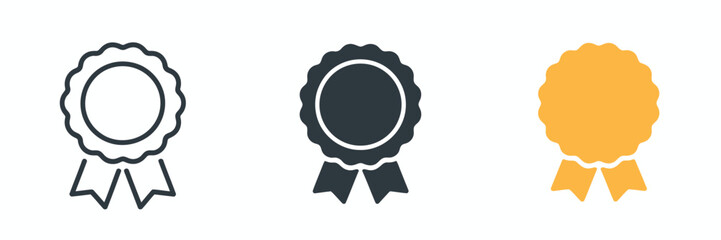 Medal Icons Approved Certified Award Badge Checkmark Number One Quality Achievement Winner Guarantee Excellence Vector Illustration