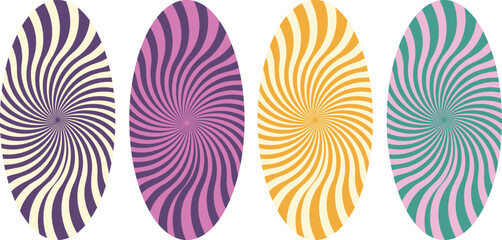 Vibrant skateboard decks with spiral patterns in various colors © Mamun Design