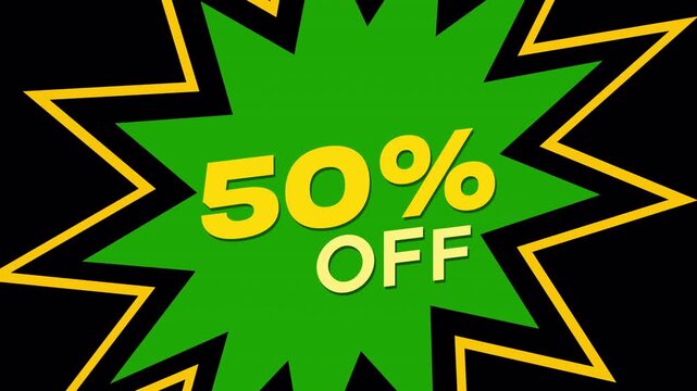 Animated 50% Off Discount Sign Transparent