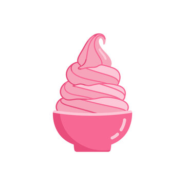Pink Frozen Yogurt in a Bowl vector illustration