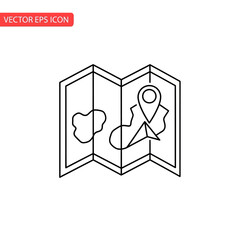 Fototapeta premium Black line icon of folded map.
