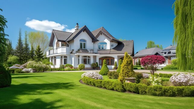 Elegant Neoclassical Grand Manor with Impeccably Manicured Lawn and Ornamental Gardens