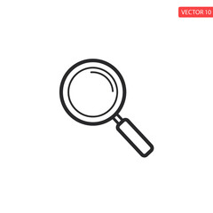 Magnifying glass icon line drawing.