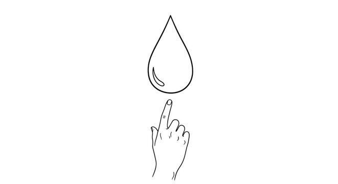A hand reaching for a water droplet.