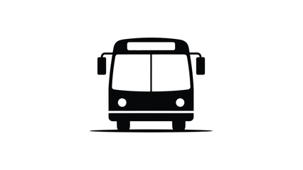 front view bus icon public transport vehicle silhouette simple city transportation symbol black minimal design isolated © VectAmaze