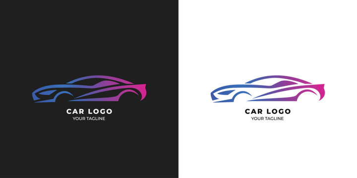 Modern Gradient Car Logo &ndash; Minimal Automotive Branding with Blue Purple Pink Gradient