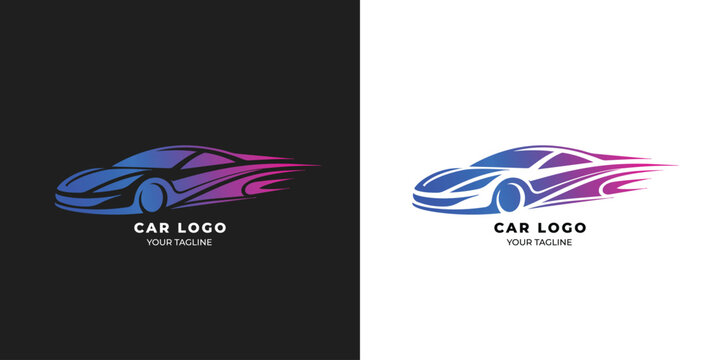 Sport Car Logo with Speed Lines &ndash; Modern Gradient Racing Automotive Emblem