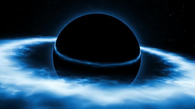 Dark Silhouette of a Black Hole Encircled by a Brilliant Blue Accretion Disk in Deep Space