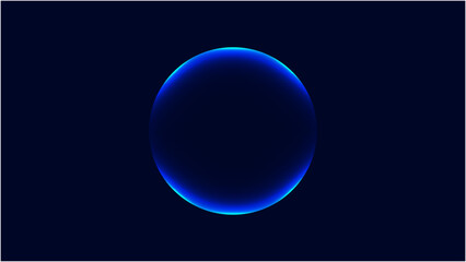 neon futuristic 3d sphere of blue purple glowing digital waves particles future technology abstracts blue background with circles © nijom