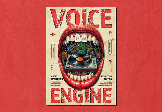 Abstract Cyberpunk Vinyl DJ Poster Layout