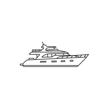 Luxury Yacht Line Art vector illustration