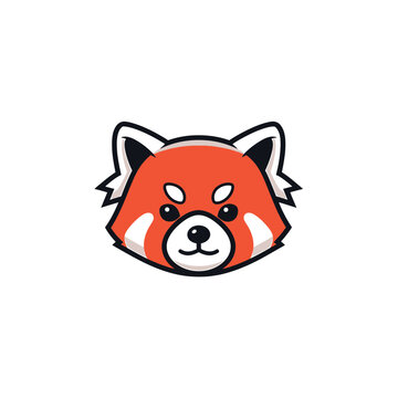 Cute Red Panda Head Cartoon Style Isolated vector illustration
