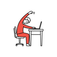 Fototapeta premium Stretching at Desk Man Side Bend Exercise vector illustration