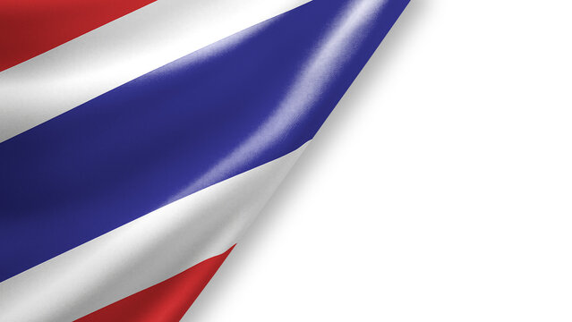 Thailand Waving Fabric Flag Isolated on Transparent Background with Copy Space