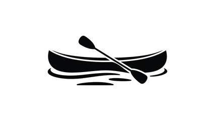 minimalist canoe with paddle silhouette on water simple boating icon isolated on light background kayak or rowing boat symbol for adventure sport travel design © VectAmaze