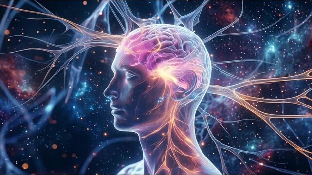 Mind's Eye: A person silhouette shines amid glowing neural network, representing the boundless potential of human mind