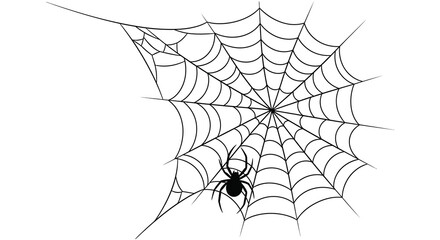 A detailed illustration of a spiderweb with a spider at its center presenting a striking black silhouette high quality professional modern © CreativeAlim02