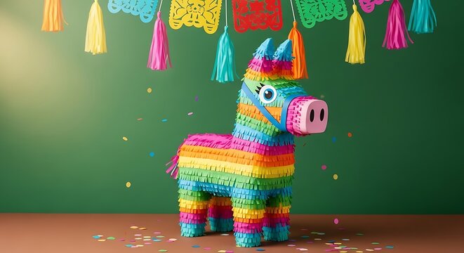 Vibrant cinco de mayo pi ata celebration with colorful donkey decoration
