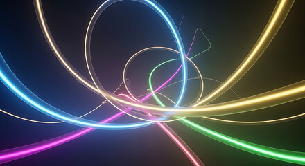 Obraz premium Neon colorful glowing lines abstract background