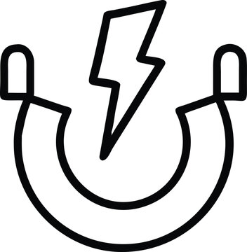 Black line of a horseshoe magnet with a lightning bolt