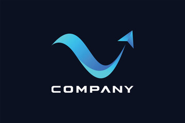 Fototapeta premium letter V liquid paper airplane logo