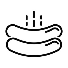 Obraz premium Hot Dog Icon with Steam - Outline Vector Food Illustration