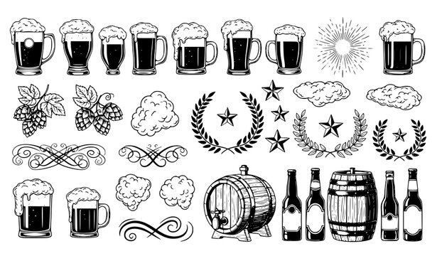 Black and White Honey Theme Vector Illustration Set Isolated on White Background